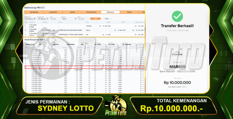 SDY JACKPOT BUKTI PETANITOTO