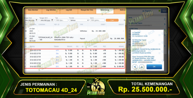BUKTI PEMBAYARAN TOTOMACAU PETANITOTO