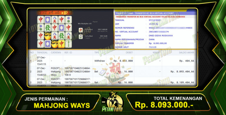 NYATA SLOT MAHJONG PETANITOTO