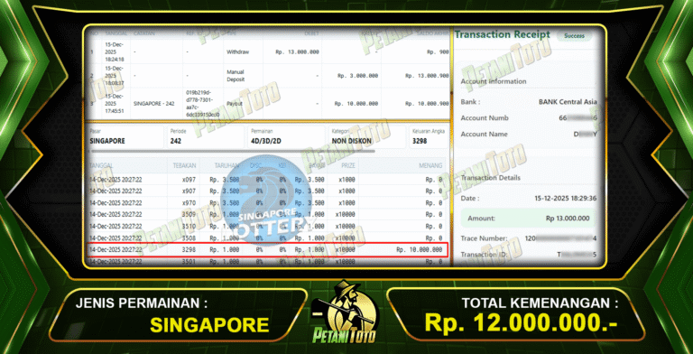 DIKASIH TOGEL SINGAPORE PETANITOTO