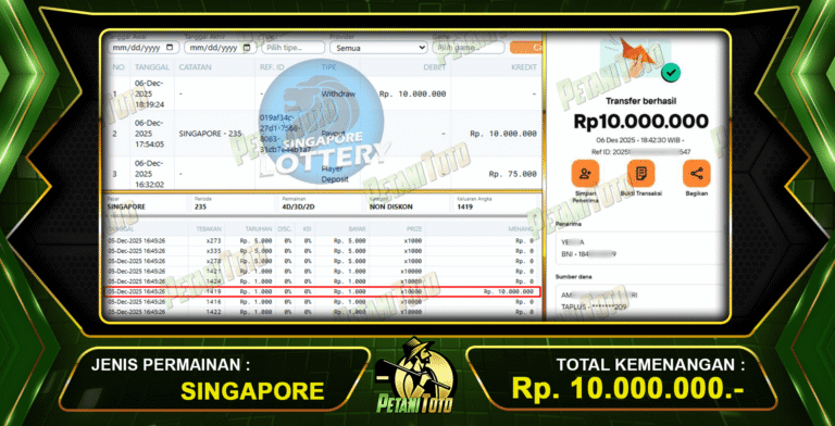 NYATA TOGEL SINGAPORE PETANITOTO