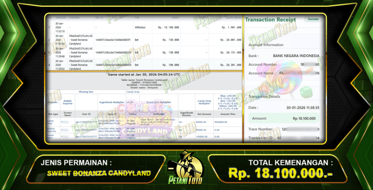 BUKTI BERHASIL CANDYLAND PETANITOTO