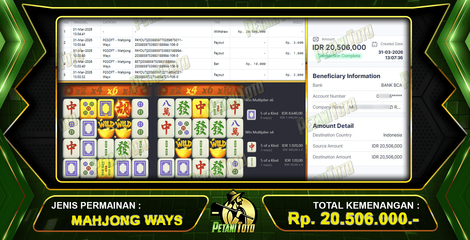 AUTO WIN MAHJONG PETANITOTO