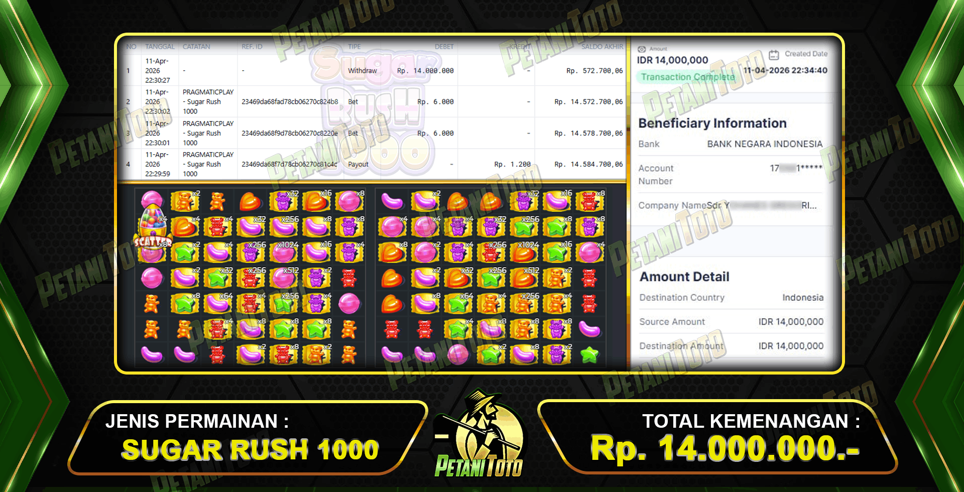 CUAN SUGAR RUSH PETANITOTO