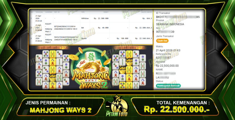 TIDAK KECEWA MAHJONG PETANITOTO
