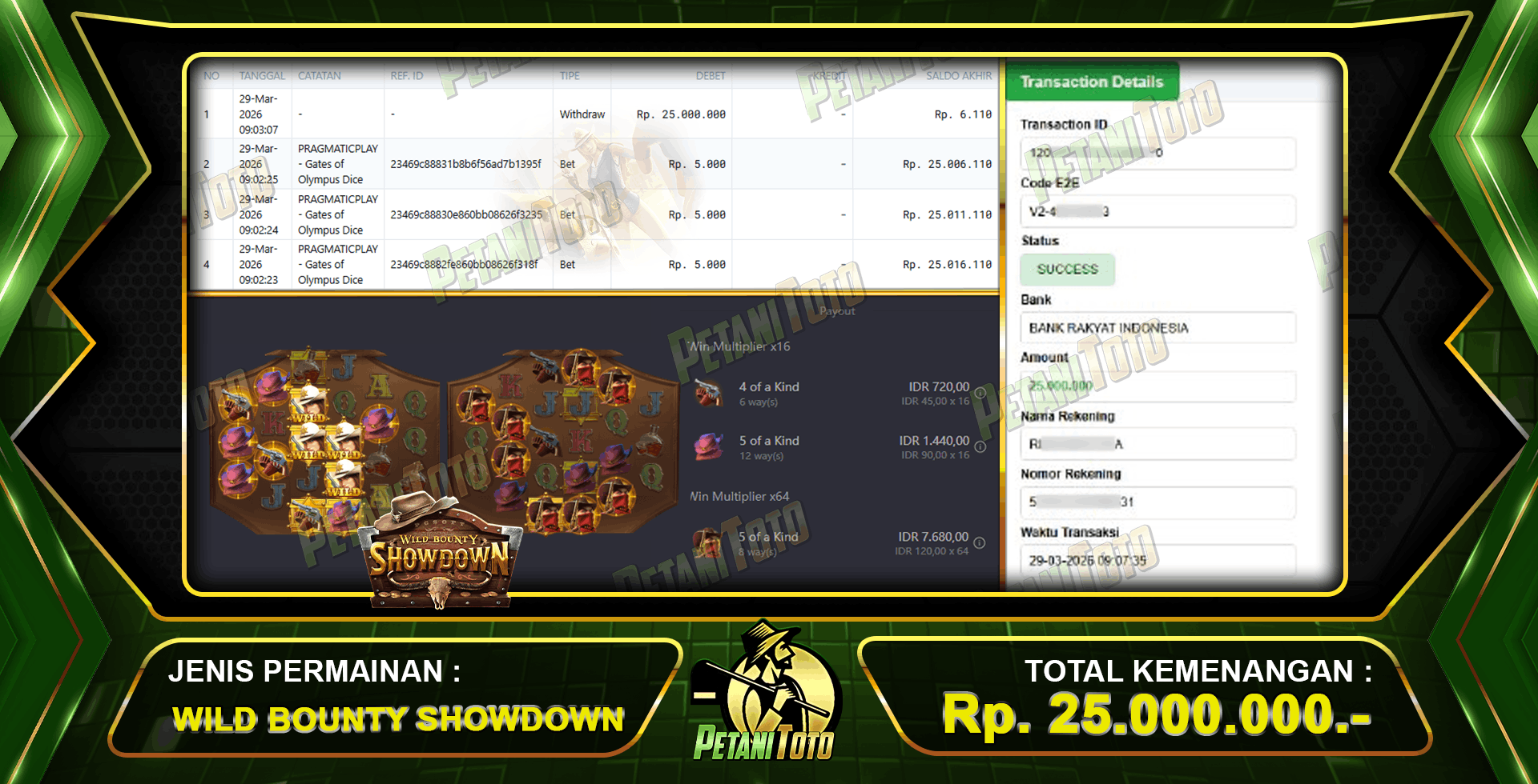 PEMBAYARAN SLOT SHOWDOWN PETANITOTO
