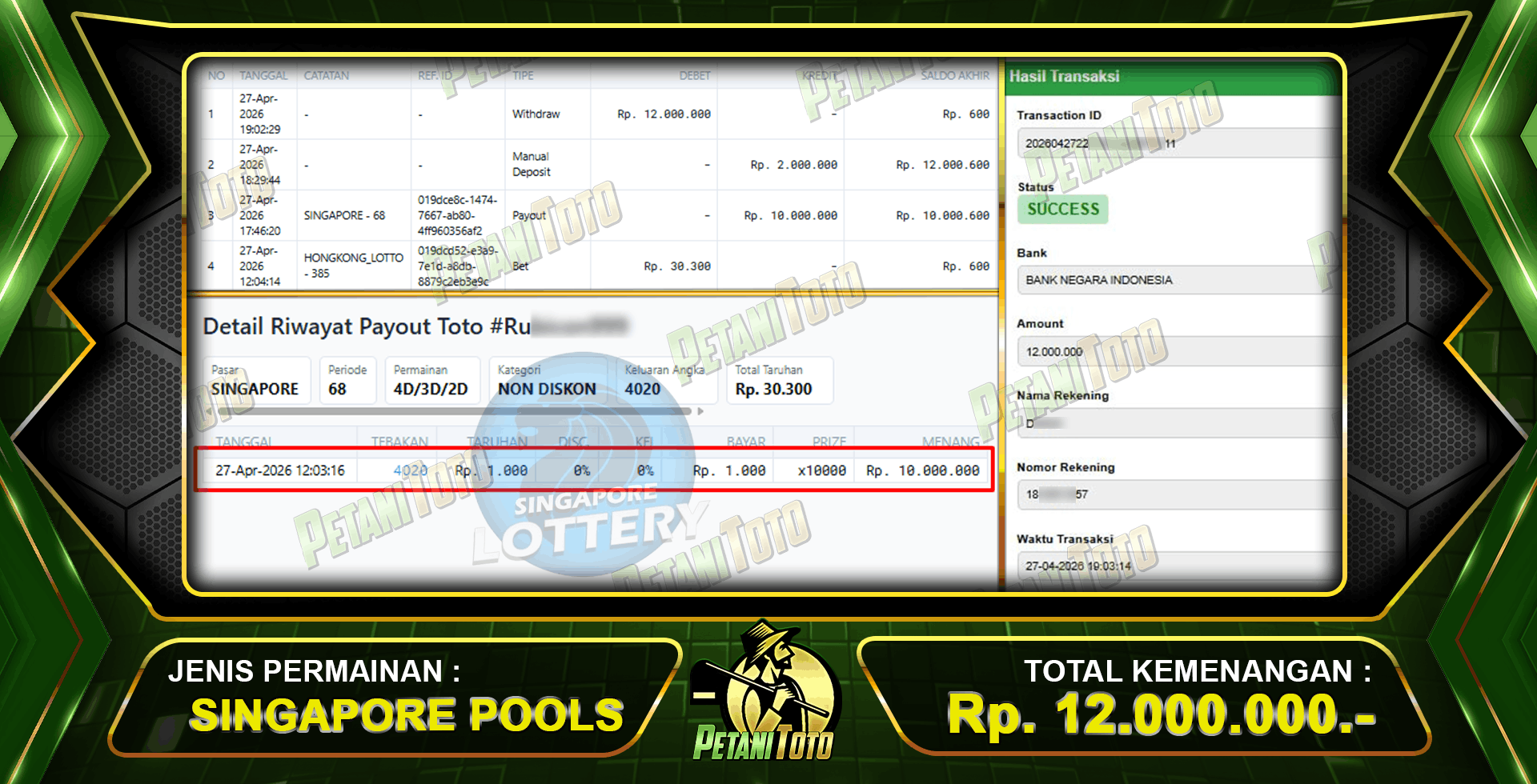 CUN TOGEL SINGAPORE PETANITOTO