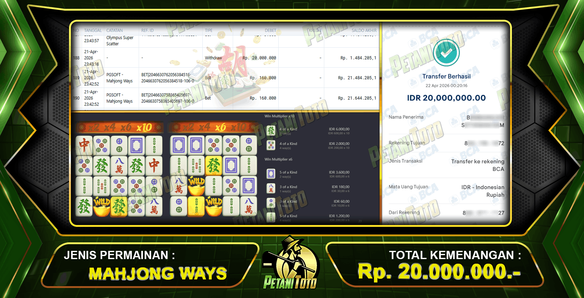 PUAS DENGAN MAHJONG PETANITOTO